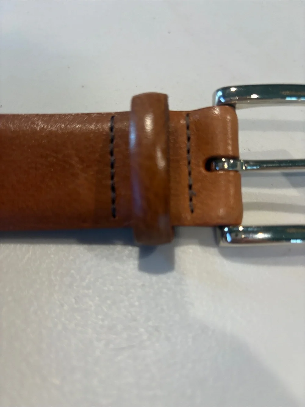 Torino Leather Company Italian Glazed Milled Calfskin Belt. Size 42. Light brown